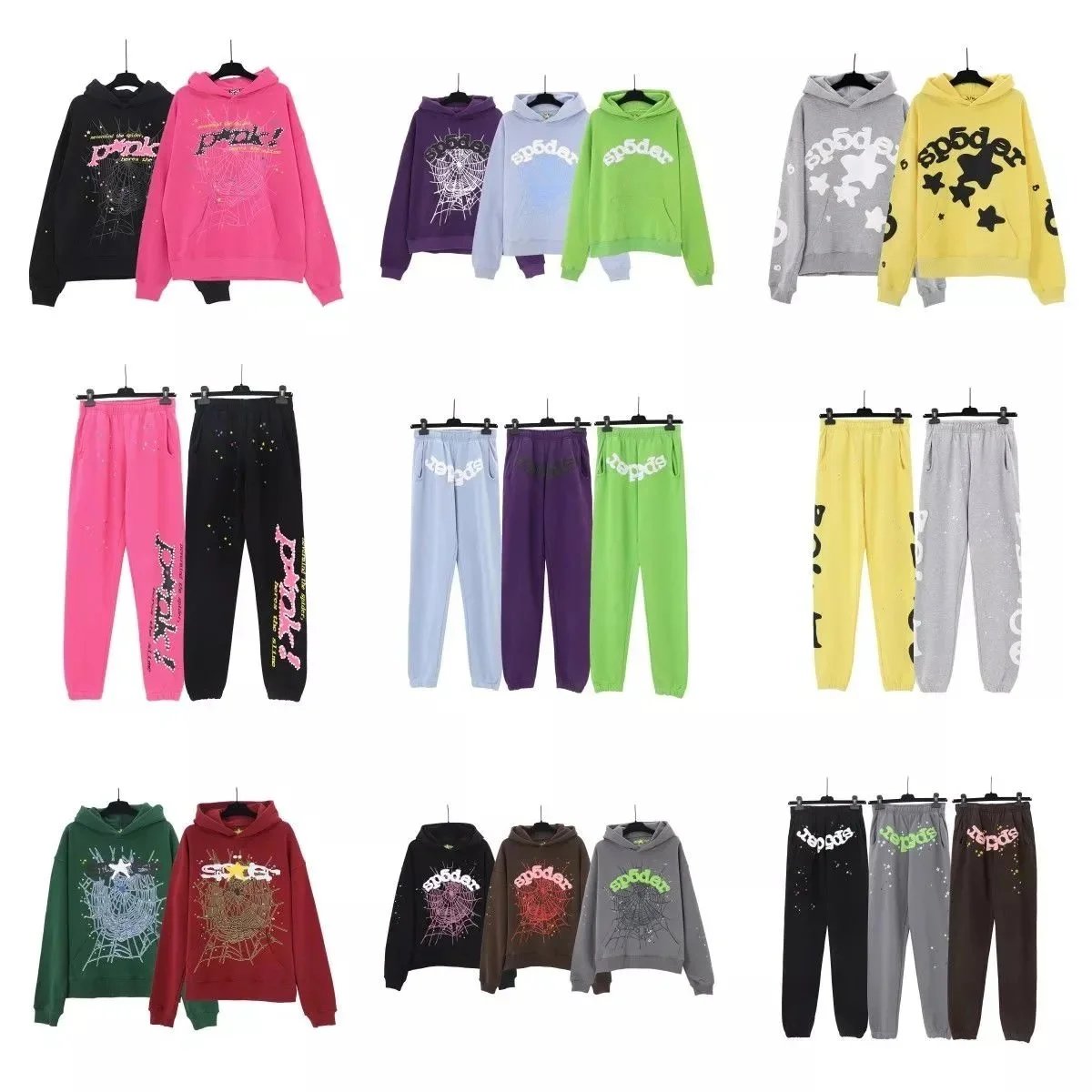 Bubble Print Street Unisex Loose Hooded Sweatshirt Casual Pants Set  