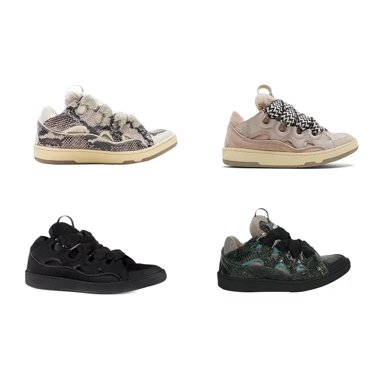 Lanvin Curb Sneakers 'Beige Python'  