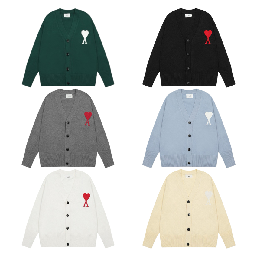  Love 2024ss classic jacquard big heart cardigan jumper whole jacket  