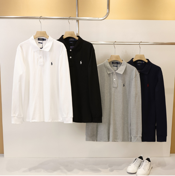 Polo Men's Classic Embroidery Early Autumn Long Sleeve  Shirt  